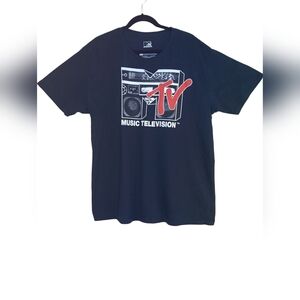 MTV Boombox Logo Black Tee 2XL
